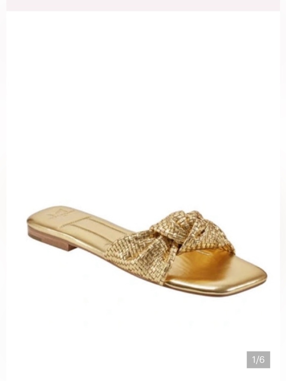 Marc Fisher  Women’s Marlon Gold Sandals Size 8M Square Toe Flats NEW